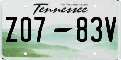 TN license plate Z0783V