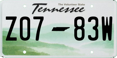 TN license plate Z0783W
