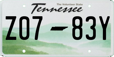 TN license plate Z0783Y