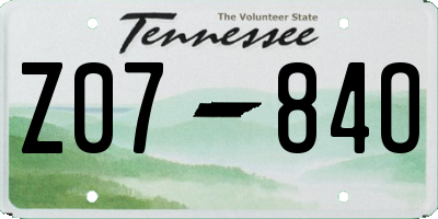 TN license plate Z0784O