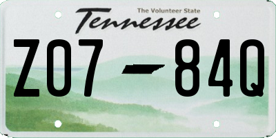 TN license plate Z0784Q