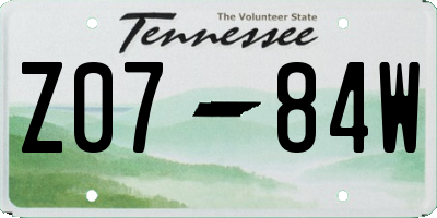 TN license plate Z0784W