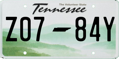 TN license plate Z0784Y