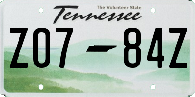 TN license plate Z0784Z