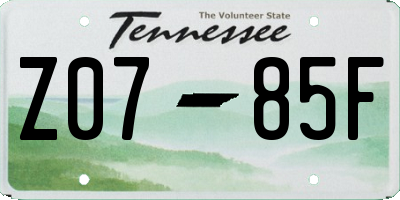 TN license plate Z0785F