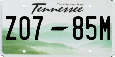 TN license plate Z0785M