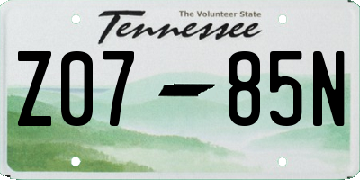 TN license plate Z0785N