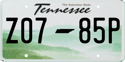 TN license plate Z0785P