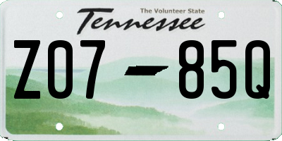 TN license plate Z0785Q