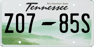 TN license plate Z0785S