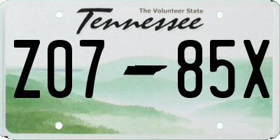 TN license plate Z0785X