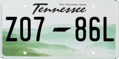 TN license plate Z0786L