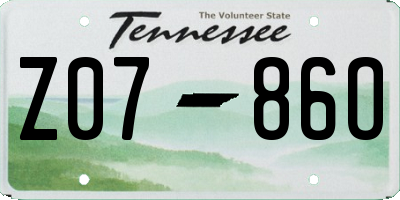 TN license plate Z0786O