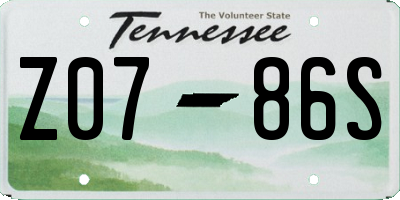 TN license plate Z0786S
