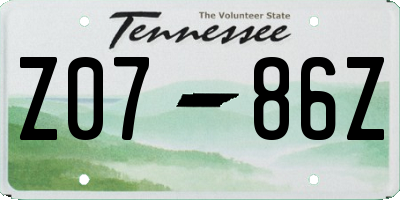 TN license plate Z0786Z