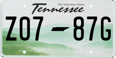 TN license plate Z0787G