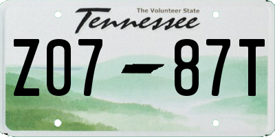 TN license plate Z0787T