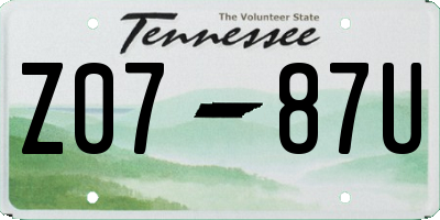 TN license plate Z0787U