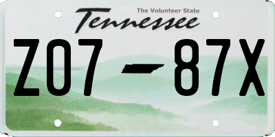 TN license plate Z0787X