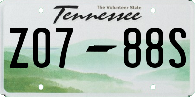 TN license plate Z0788S