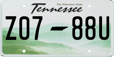 TN license plate Z0788U