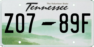 TN license plate Z0789F