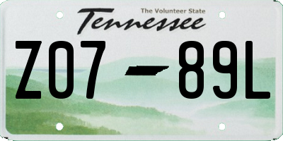 TN license plate Z0789L