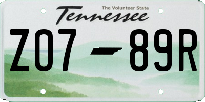 TN license plate Z0789R