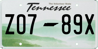 TN license plate Z0789X