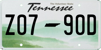 TN license plate Z0790D