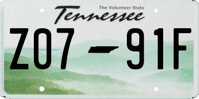 TN license plate Z0791F