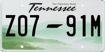 TN license plate Z0791M