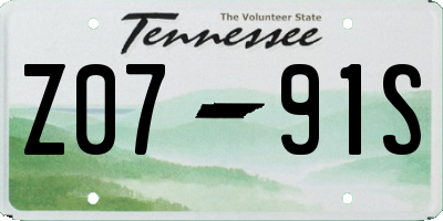 TN license plate Z0791S