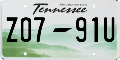 TN license plate Z0791U