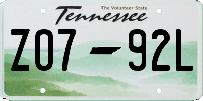 TN license plate Z0792L