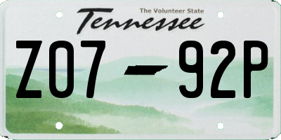 TN license plate Z0792P