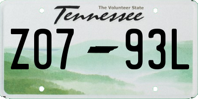 TN license plate Z0793L