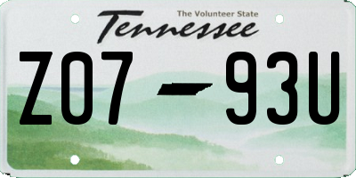 TN license plate Z0793U