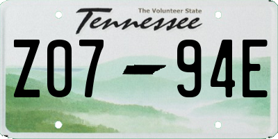 TN license plate Z0794E