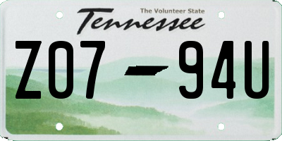 TN license plate Z0794U