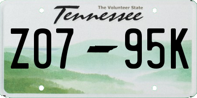 TN license plate Z0795K