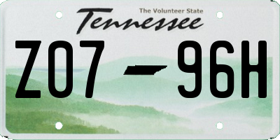 TN license plate Z0796H