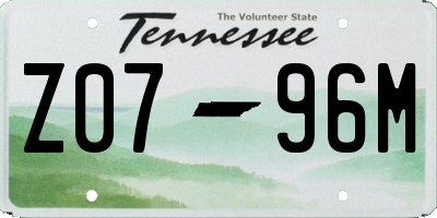 TN license plate Z0796M