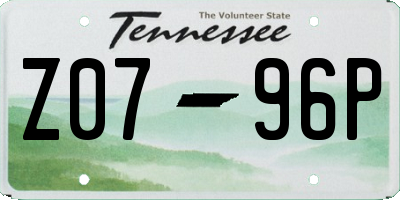 TN license plate Z0796P