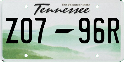 TN license plate Z0796R