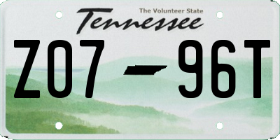 TN license plate Z0796T