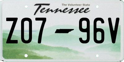 TN license plate Z0796V