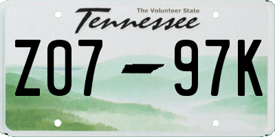 TN license plate Z0797K