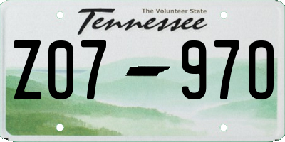 TN license plate Z0797O