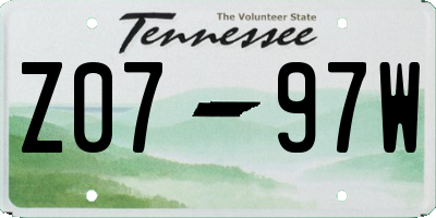 TN license plate Z0797W